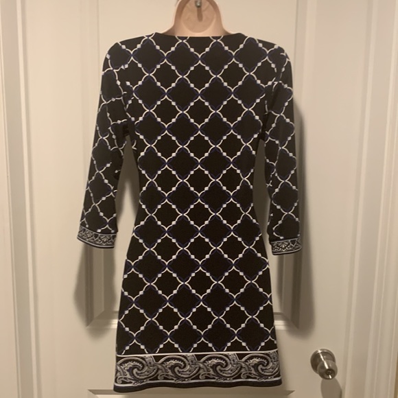 WHBM black blue geo print tunic/dress Sz XS - Picture 5 of 8